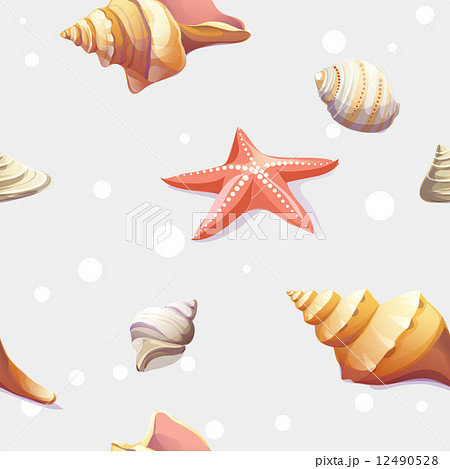 seamless texture with the image of seashells 12490528