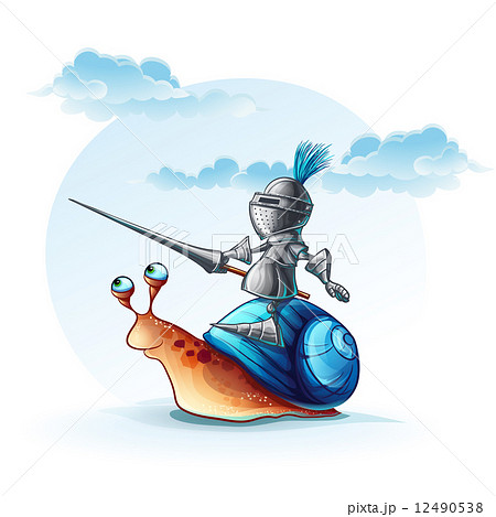 Illustration funny knight on the cochlea Illustration funny knight on the cochlea 12490538