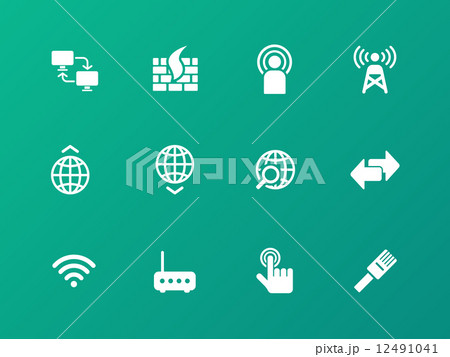 Networking icons on green background. 12491041