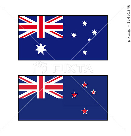 オーストラリアとニュージーランドの国旗のイラスト素材