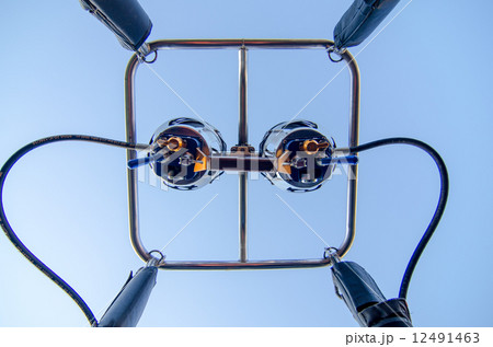 hot air balloon burners on blue sky hot air balloon burners on blue sky 12491463