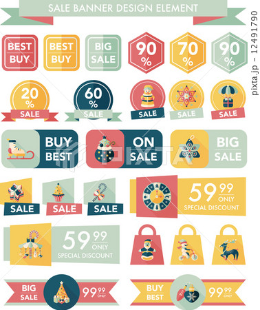 Christmas sale banner design flat background set, eps10 12491790