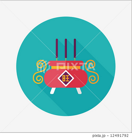 Chinese censer flat icon with long shadow,eps10 12491792