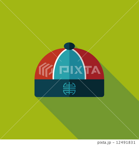 Chinese hat flat icon with long shadow,eps10 12491831