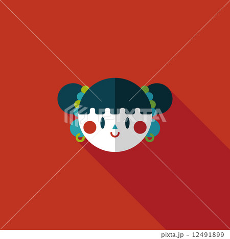 Chinese New Year girl flat icon with long shadow,eps10 Chinese New Year girl flat icon with long shadow,eps10 12491899