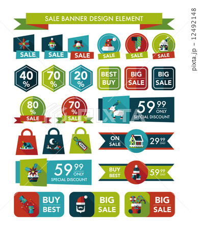 Christmas sale banner design flat background set, eps10 12492148