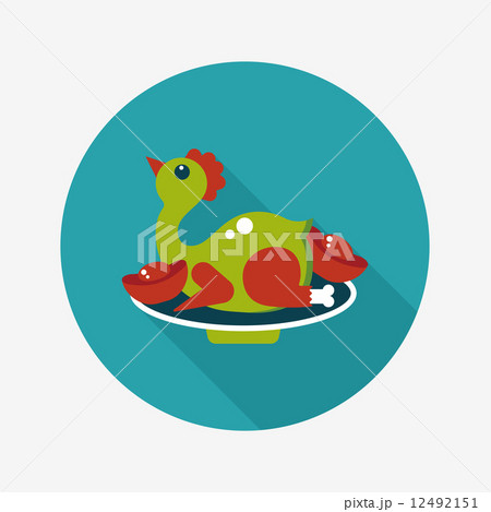 Chinese New Year flat icon with long shadow,eps10, Chinese Chick 12492151