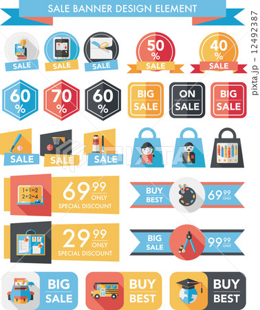 School sale banner design flat background set, eps10 School sale banner design flat background set, eps10 12492387