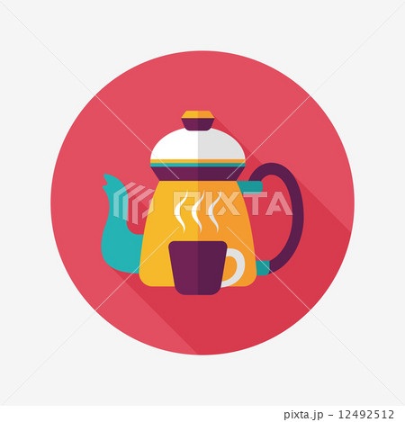coffee kettle and cup flat icon with long shadow,eps10 coffee kettle and cup flat icon with long shadow,eps10 12492512