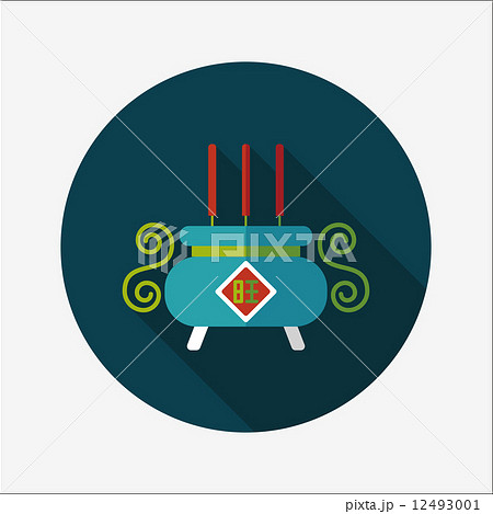 Chinese censer flat icon with long shadow,eps10 12493001