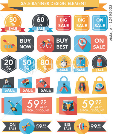 Sport sale banner design flat background set, eps10 12493002