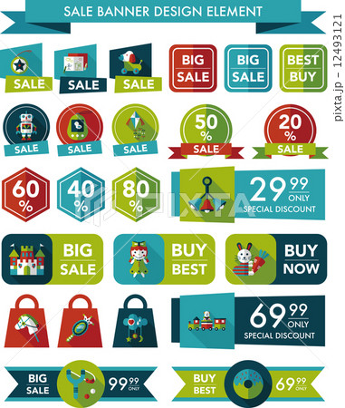 Toy sale banner design flat background set, eps10 12493121
