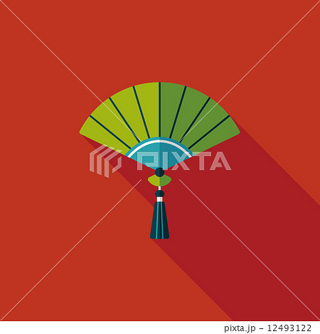 Chinese New Year flat icon with long shadow,eps10, Chinese foldi 12493122