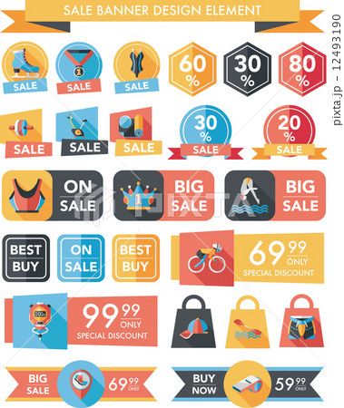 Sport sale banner design flat background set, eps10 12493190