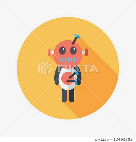 Halloween voodoo doll flat icon with long shadow,eps10 12493208