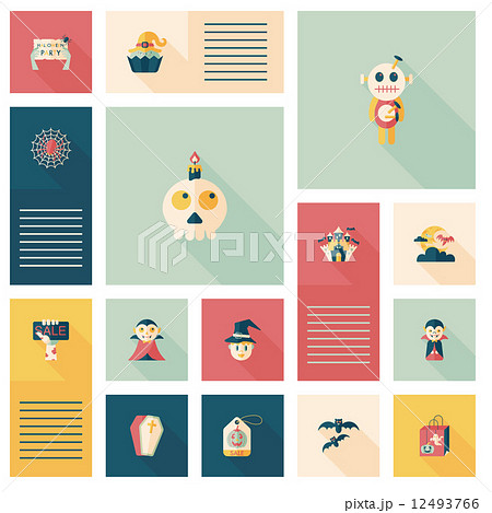 Halloween flat ui background set Halloween flat ui background set 12493766