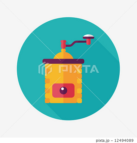 grinding coffee machine flat icon with long shadow,eps10 12494089