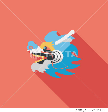 Chinese New Year flat icon with long shadow,eps10,The dragon and Chinese New Year flat icon with long shadow,eps10,The dragon and 12494168