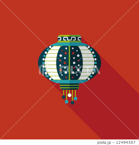 Chinese New Year flat icon with long shadow,eps10, Chinese decor Chinese New Year flat icon with long shadow,eps10, Chinese decor 12494307