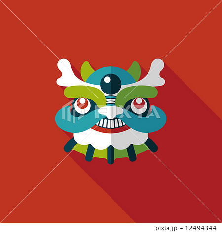 Chinese New Year flat icon with long shadow,eps10,The dragon and 12494344