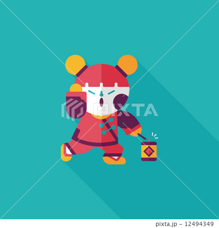 Chinese New Year girl flat icon with long shadow,eps10 Chinese New Year girl flat icon with long shadow,eps10 12494349