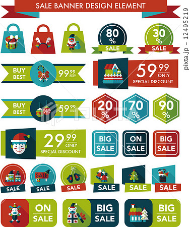 Christmas sale banner design flat background set, eps10 12495219