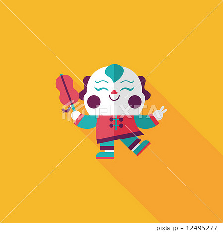 Chinese New Year flat icon with long shadow,eps10, Maitreya doll 12495277