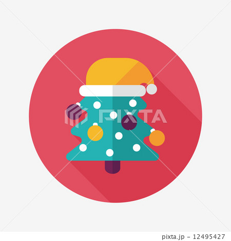 Christmas tree flat icon with long shadow, eps10 12495427