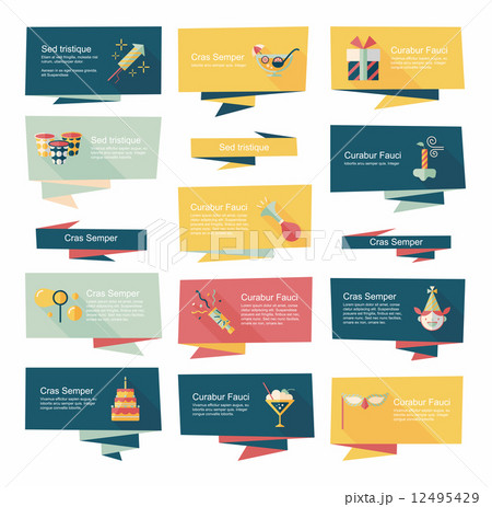 Birthday flat banner background set, eps10 12495429