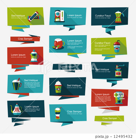 Coffee flat banner background set, eps10 12495432