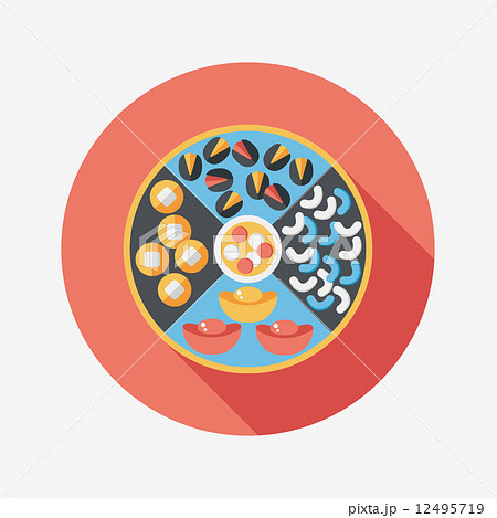 Chinese New Year flat icon with long shadow,eps10, Chinese desse 12495719