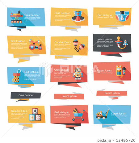 Baby flat banner background set, eps10 12495720