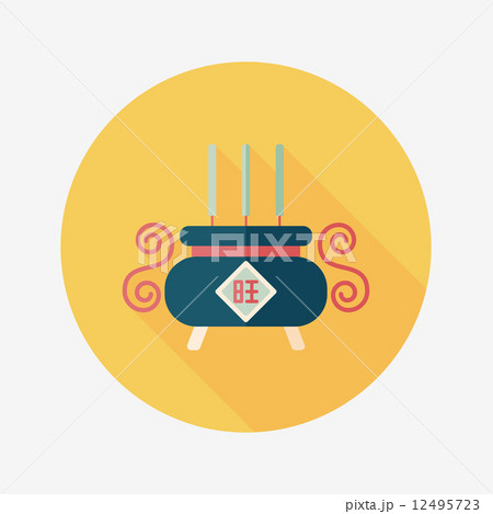Chinese censer flat icon with long shadow,eps10 12495723