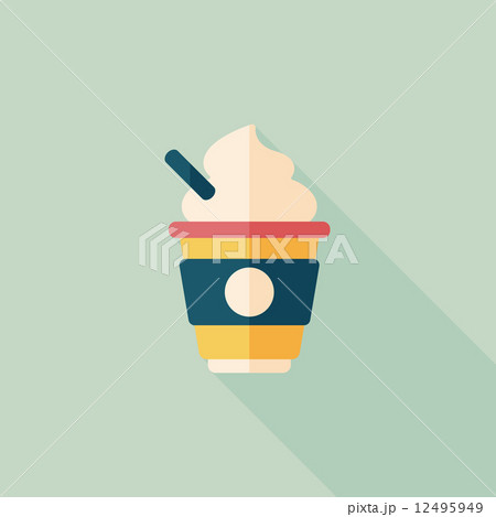 hot milk cream coffee flat icon with long shadow,eps10 hot milk cream coffee flat icon with long shadow,eps10 12495949