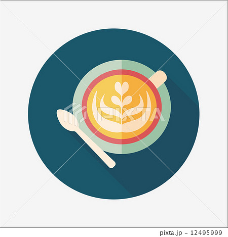 coffee latte art flat icon with long shadow,eps10 12495999
