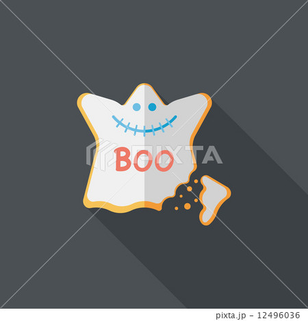 Halloween cookies flat icon with long shadow,eps10 12496036
