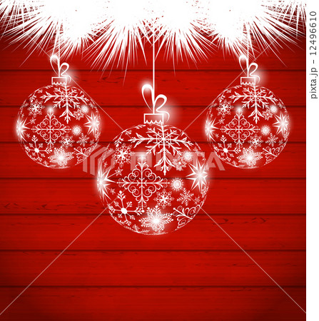 Christmas balls made in snowflakes on wooden background Christmas balls made in snowflakes on wooden background 12496610