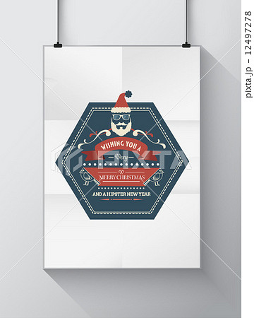 Christmas greeting message with illustrations on poster 12497278