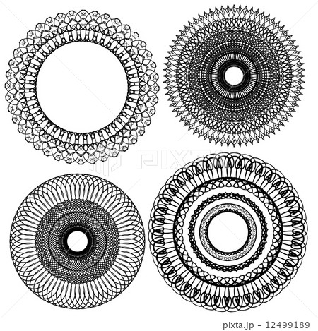 Set of Vintage backgrounds, Guilloche ornamental circle Elements Set of Vintage backgrounds, Guilloche ornamental circle Elements 12499189