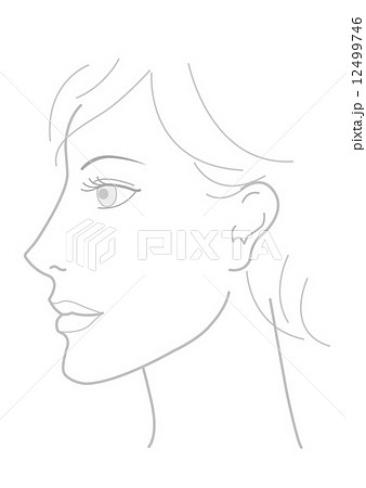 女性　横顔　イラスト 12499746