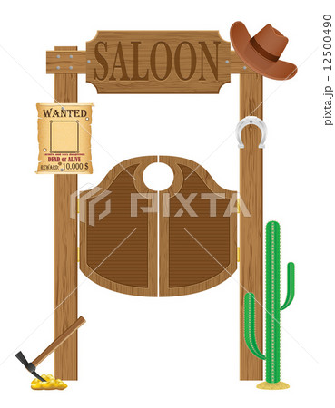 doors in western saloon wild west vector illustration 12500490