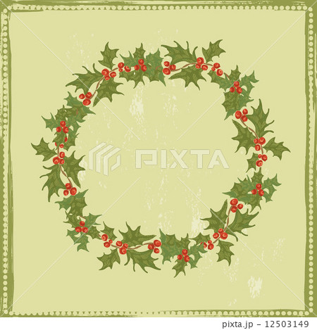 Hand drawn  holly twigs vector wreath 12503149