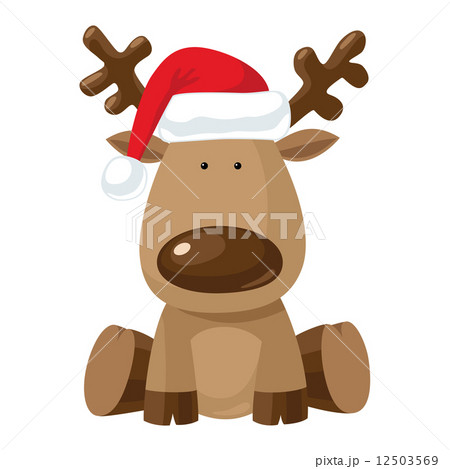 Christmas reindeer in Santa`s red hat 12503569