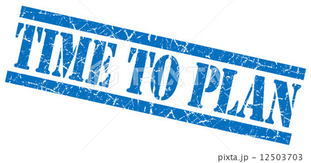 time to plan blue square grunge textured isolated stamp 12503703