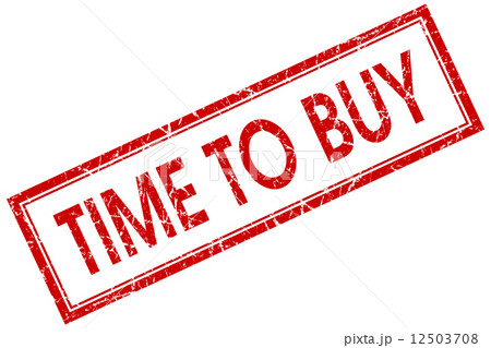 Time to buy red square grungy stamp isolated on white background 12503708