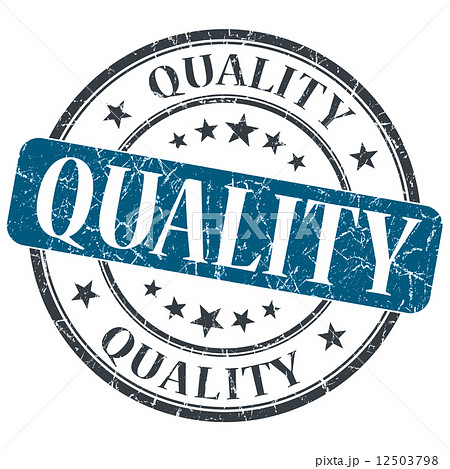 Quality blue round grungy stamp isolated on white background 12503798