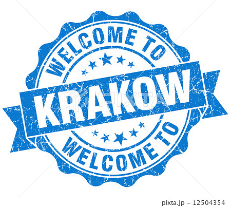 welcome to Krakow blue vintage isolated seal 12504354