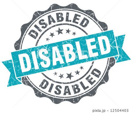 Disabled blue grunge retro style isolated seal 12504403
