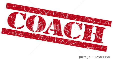 Coach red square grunge textured stamp isolated on white 12504450