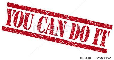 you can do it red square grunge textured isolated stamp 12504452